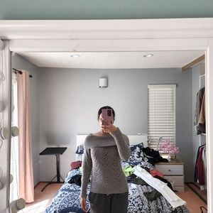 Gray knitted cowl neck sweater (XS/S)